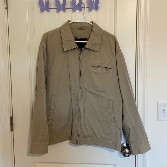 EUC | Vintage‎ North Bay men’s tan beige full zip pocket jacket small - Picture 1 of 5